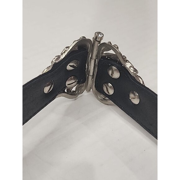 1 Of a Kind ESCADA Vintage womens belt satin leather black Crystal studs buckle - Picture 3 of 15